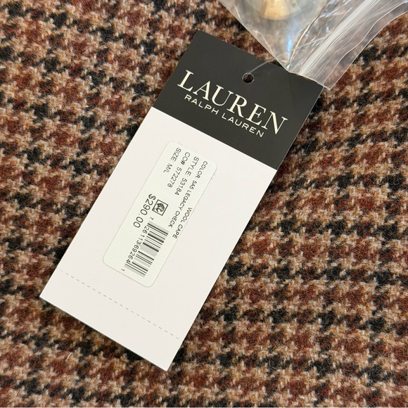 NWT Lauren Ralph Lauren Houndstooth Wool Blend Cape, Size M/L - Picture 6 of 10